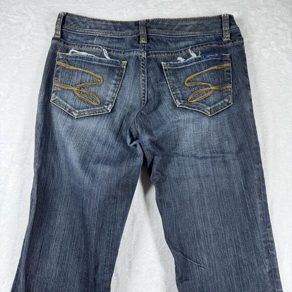 7 For All Mankind Classic Flare Jeans SZ 28 Denim Pants Ladies Dark Wash Stretch - Picture 7 of 14